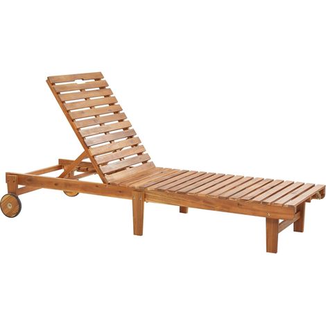 Sun Lounger PIETRALUNGA Reclining Acacia Wood Brown