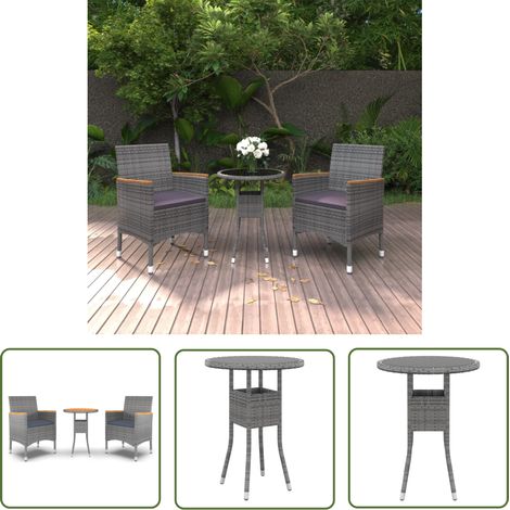 Salon de jardin 3 pcs - Mobilier de jardin - Mobilier à dîner de jardin Résine tressée Gris Chic-299900 (1/5)