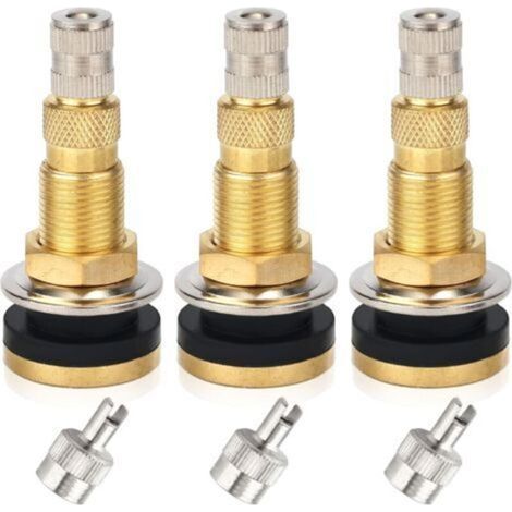 3pcs Tige Valve Pneu pour TR618A, Tiges Valve Tracteur sans Chambre à Air avec 3pcs Couvercles de Démontage de Noyau de Valve en Laiton Adaptés aux Tracteurs Niveleuses Excavatrices (1/4)
