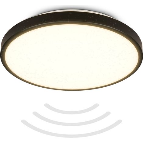 Deckenlampe Ø29 cm - 13W, 1300lm, LED, mit Bewegungsmelder, IP54, warmweiß, schwarz