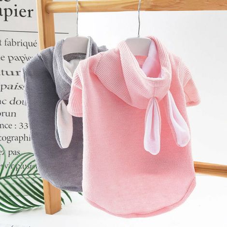 Chien de compagnie chat lapin automne et hiver vêtements pour chien petit chien pull tricoté à capuche oreilles de lapin vêtements pour animaux de compagnie (1/4)