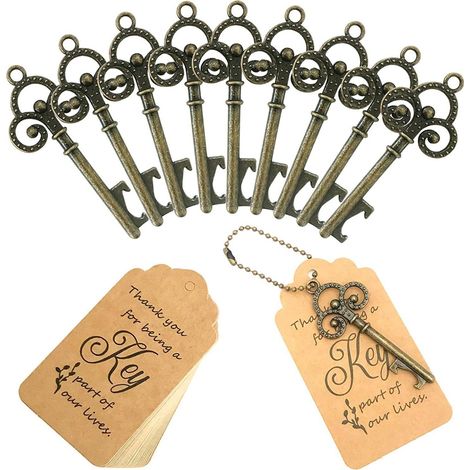 Décapsuleur vintage en forme de clé couronne, pendentif décoratif pour mariage, petit cadeau créatif. (1/5)