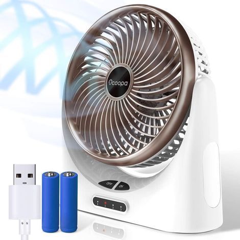 Leiser USB-Tischventilator mit 4000-mAh-Akku, LED-Licht, 3 Geschwindigkeitsstufen, ideal für Zuhause, Büro oder... (1/5)
