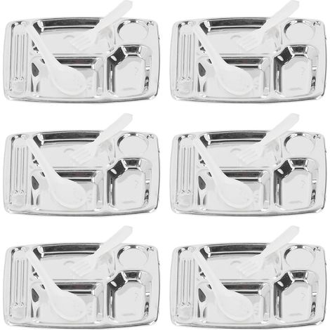 20 Sets Mini Plateaux de Dîner en Résine Argentée avec Couverts pour Maison de Poupée 1/12 1/6, Idéal pour Décoration et Jeu (1/5)