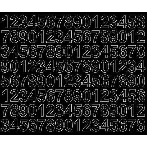 Números adhesivos autoadhesivos de 2 cm, color negro brillante. (1/2)
