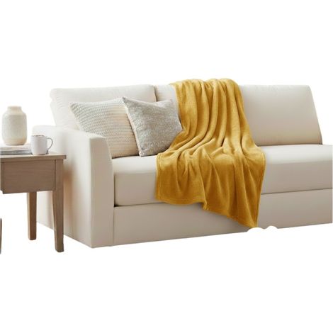 Plaid 180 x 230 cm Flanelle douceur Jaune