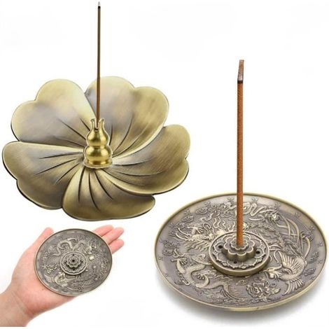 Porte-Encens Bouddha Porte Encens Bâtons De Lotus En Laiton Support À Encens, 2 Pcs Vintage Porte-Brûleur D'Encens À Cône (1/4)