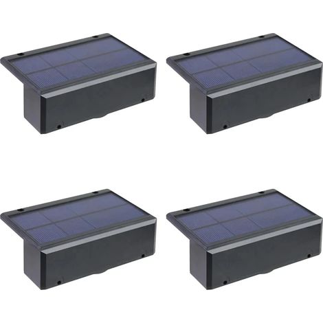 (Lumière blanche - Lot de 4 lampes) Appliques murales solaires carrées d'extérieur, sans fil, étanches IP65, compatibles avec les jardins. (1/5)
