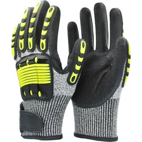 Deux paires de gants de travail jaunes, taille XL, résistants aux coupures, à l'abrasion, aux chocs, aux impacts et aux perforations. (1/5)