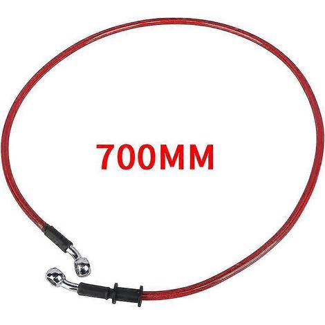 Durite de frein/d'embrayage/huile hydraulique renforcée en acier tressé, 500-900 mm, raccord banjo 28°, compatible Racing MX - rouge 700 mm (1/5)