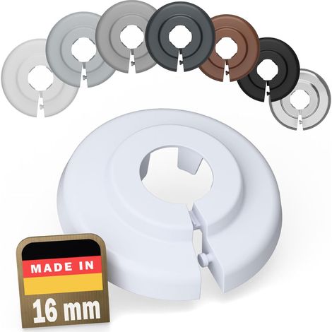 Rohrabdeckungsrosette – 10er-Pack – Weißes Polypropylen – Ästhetische Abdeckung 16 mm – Renovierung und Neubau – 16 mm Innendurchmesser (1/5)