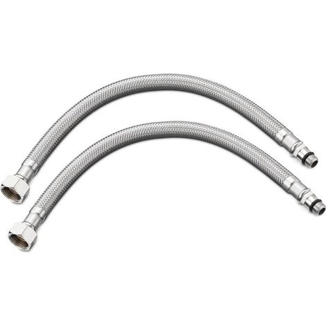 Hose of kitchen flexible 60 cm Set of 2 tubes of connection standards G3/8 x M10 x 60 cm for sink kitchen bathroom faucet (1/5)