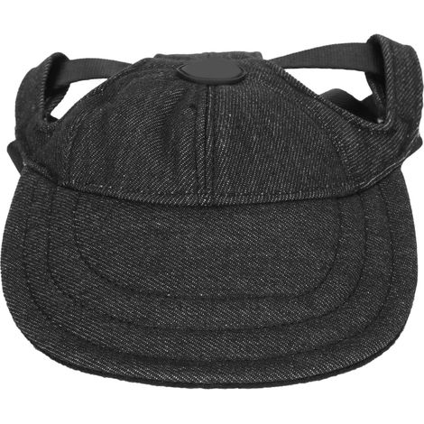 Chapeau de Baseball pare-soleil respirant pour animaux de compagnie, casquette à visière légère et réglable à la mode pour chiens, noir M (1/5)