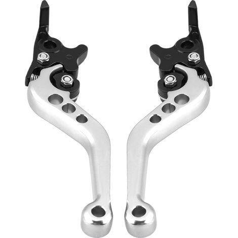 Paar CNC-gefräste Aluminium-Doppelscheibenbremshebel für Motorrad/Roller, individuell silberfarben (1/5)