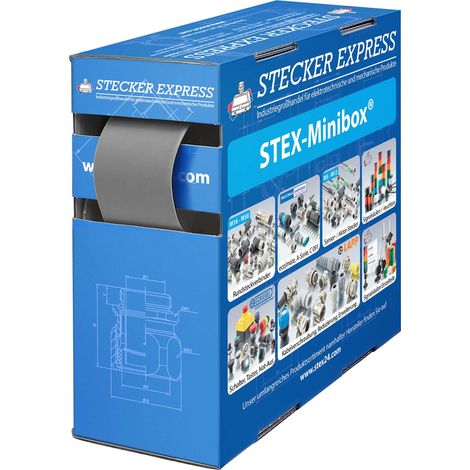 STEX24 Schrumpfschlauch 2:1, Minibox mit 2,8m, grau 25,4/12,7mm, 1 Zoll, WSB2 Schrumpftemperatur mind. 70°C, vollständig bei mind. 100°C - 1 Stück (1/2)