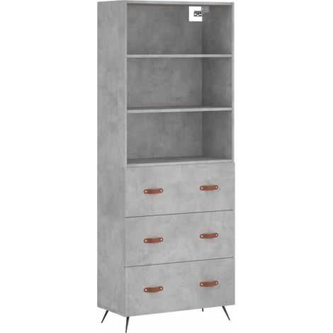 Maison Exclusive - Credenza Grigio Cemento 69,5x34x180 cm in Legno Multistrato