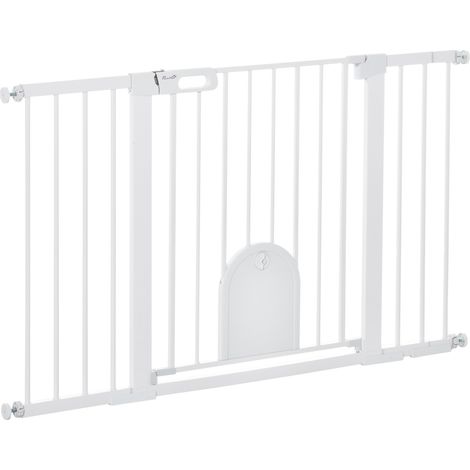 Cancelletto di sicurezza regolabile 75-131 cm in metallo e ABS bianco, altezza 76 cm (1/4)