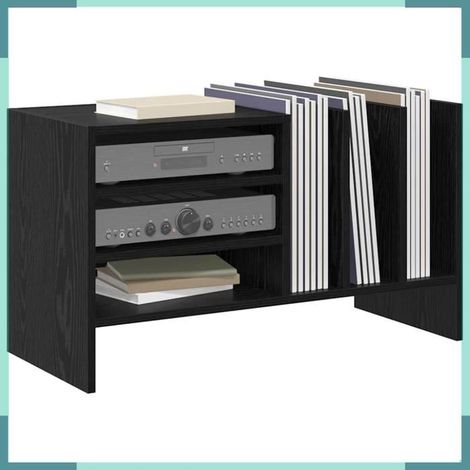 Meuble à vinyles - 891073 - Chêne noir - 6 étagères - 78,5 x 35 x 45 cm (1/5)