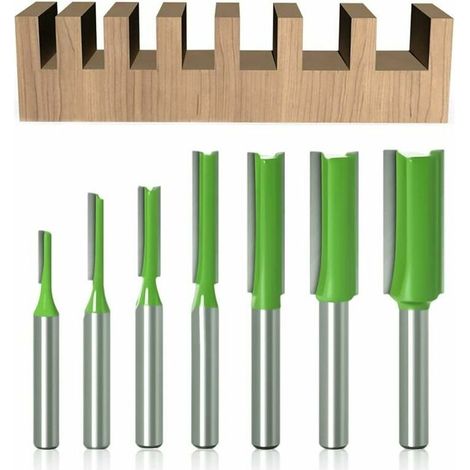 7Pcs Fraise droite à queue de 6 mm, Fraise Droite Defonceuse, pour Bois Carbure de TungstèNe Outil de Travail Du Bois,3mm 4mm 5mm 6mm 8mm 10mm 12mm (1/5)