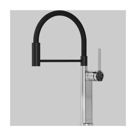 MONOCOMANDO LAVELLO cucina OKLAHOMA CON DOCCETTA CROMO NERO (1/2)