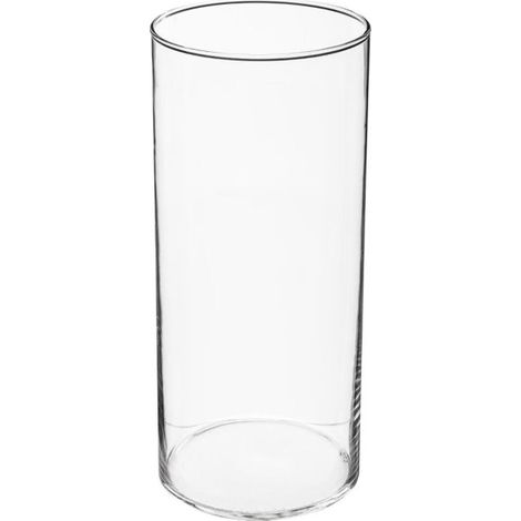 Atmosphera – Vase cylindrique en verre 30cm – Transparent – D. 13cm – Élément décoratif facile d'entretien