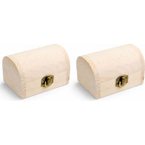 Set 2 Scatole in Legno a Baule Portagioie e Portaoggetti Grezzi da Decorare 5972