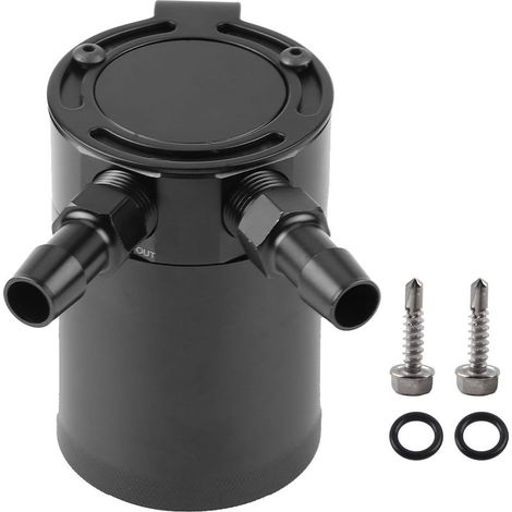 Récupérateur d'huile à déflecteur compact universel en alliage d'aluminium, 2 ports, noir (1/5)