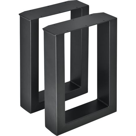 Juego de 2 patas de mesa para mueble rectangulares de metal 30 x 43 cm negro 030003660