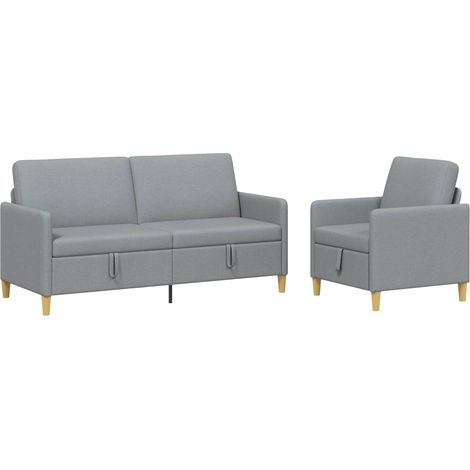 Set di Divani con Storage 2 pcs Grigio Chiaro Poliestere vidaXL (1/5)