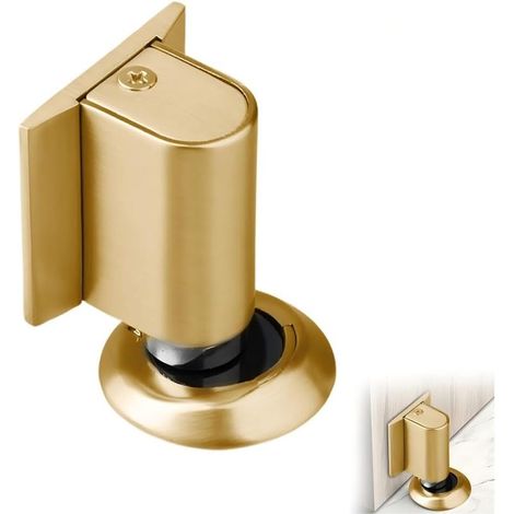 Metal Magnetic Door Stopper,Floor Door Stopper,Magnetic Door Block,Magnetic Door Stopper,Door Stopper,Solid Magnetic Door Stopper,Floor Door Stopper with Adhesive and Screws (Gold)