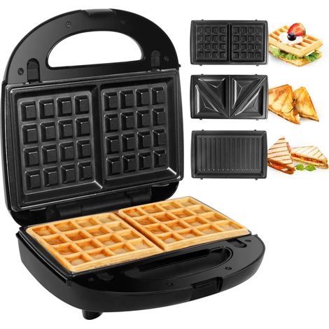 Appareil à sandwichs 3 en 1 Gotoll GLHS120N, 750 W, grille-pain à paninis, plaques amovibles, revêtement antiadhésif, pour sandwichs, paninis et gaufres (1/5)