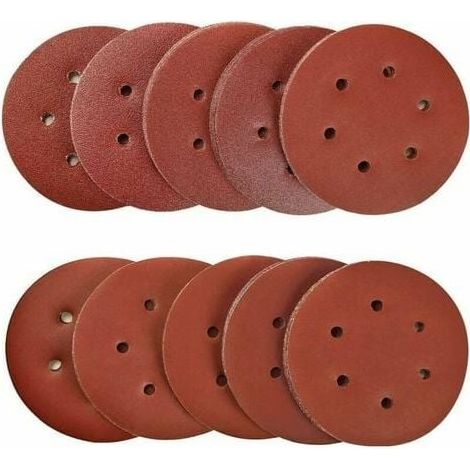 Disque Abrasif - 150 Mm - Grains 40 80 120 180 320 600 800 1000 1500 2000 - Pour Ponceuse Excentrique À 6 Trous - 100 Pièces (1/5)