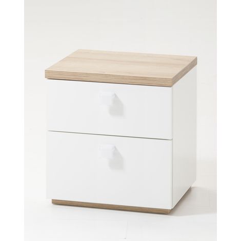 Comodino bianco laccato Globo con 2 cassetti per cameretta moderna (1/5)