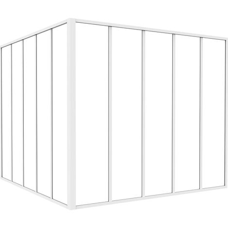 Vetrata angolare L150 x L150 x H130 in Alluminio termolaccato Stile atelier Bianco - BAYVIEW