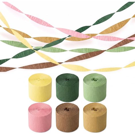 6 Rouleaux de Papier Crépon, 4,5 cm x 25 m, Décoration Murale Colorée pour Anniversaire, Mariage, Fête de Jardin, Baby Shower, Maternelle & Décoration Printanière (1/5)