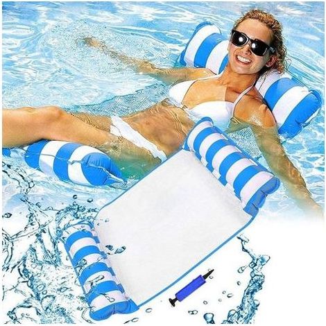 Hamac flottant pour piscine 130 cm, siège 4 en 1, chaise longue, hamac, flotteur gonflable, tapis de plage inclinable, tapis de jacuzzi (1/5)