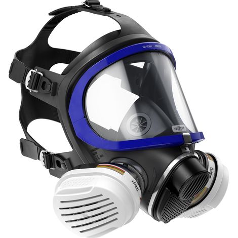 Dräger X-plore 5500 Masque de protection respiratoire complet avec filtres A1B1E1K1 Hg P3 R D remplaçables contre des gaz, des vapeurs et des particules