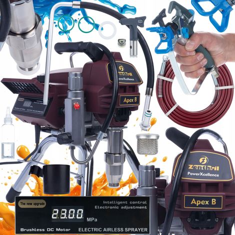 Pompa Airless Zenthril Apex B – 2500W, 20MPa, 3,2L/min Verniciatura Professionale Alta Efficienza e Mobilità (1/5)