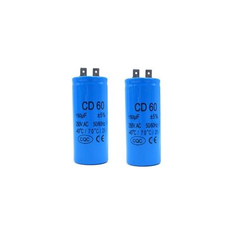 CD60 Anlaufkondensator, runder 50x100mm Betriebskondensator für Elektromotoren und Waschmaschinen - 150UF (2er-Pack) (1/5)