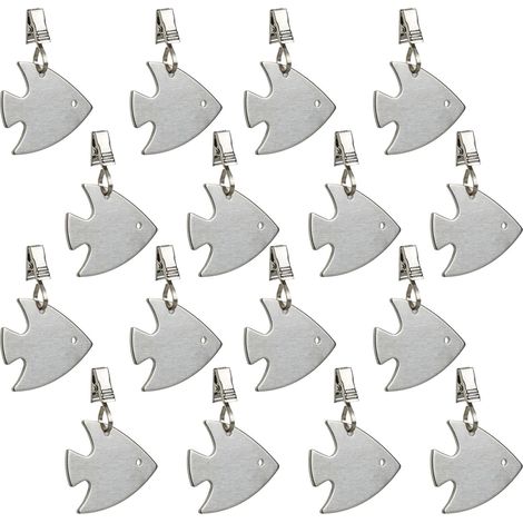 Lot de 16 poids pour nappe ou rideaux, forme animale (poisson), acier inoxydable, argent — 5,8 x 6,2 cm (1/5)