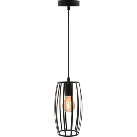 Lampadario da soffitto pendente a sospensione di forma ovale nero o bianco portalampada con attacco e27 Nero (1/5)