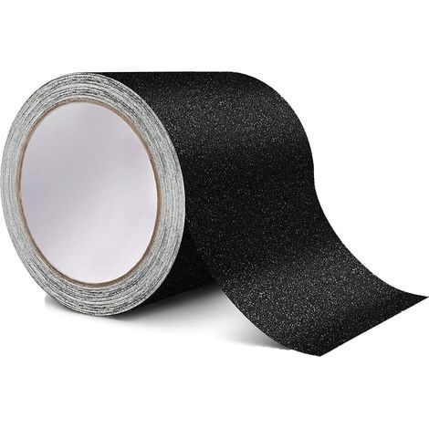 Cinta adhesiva antideslizante de alta tracción y seguridad para escaleras y escalones de exterior e interior, color negro.