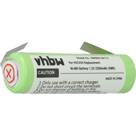 vhbw Replacement Battery compatible with Philips Serien AirFloss, Sonicare Electric Toothbrush (2500mAh, 1.2V, NiMH)