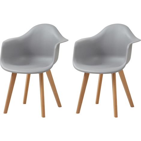 Wokaka Set di Due Sedie da Pranzo - Gambe in Legno - Sedie da Pranzo Scandinave - Grigio
