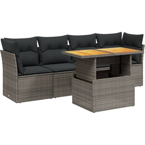 Maison Exclusive - 5-tlg. Garten-Sofagarnitur mit Kissen Grau Pol