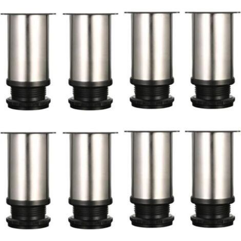 Lot de 8 Pieds de meubles, réglables Pied pieds de meubles - Chrome Métal - Hauteur réglable (Total: 80-95mm) (1/4)