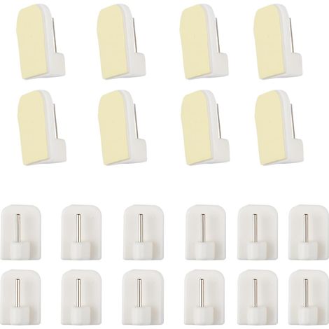 20 crochets, support tringle adhésif, plastique et métal, sans perçage, cuisine salle de bain (1/5)