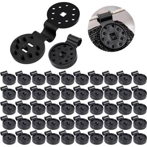 100 clips plastiques pour toile d'ombrage, fixations pour bâche, clips spéciaux avec œillet pour filet d'ombrage. (1/5)