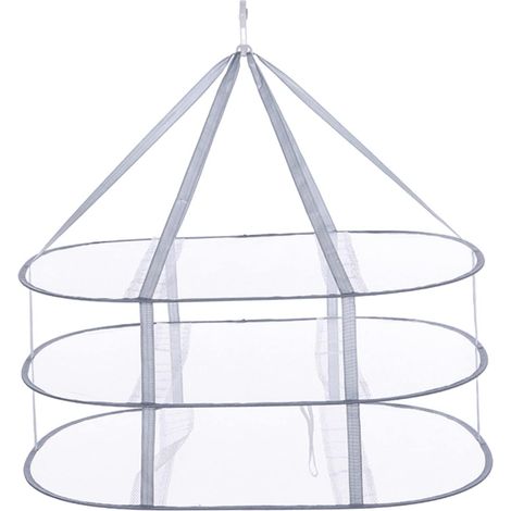 Dreistufiger Wäscheständer, Wäscheständer, flacher Kleiderbügel, multifunktionaler Wäscheständer, zusammenklappbarer Hängetrockner, Hängepullover-Trockner, weißer Wäschetrockner, Nylonnetz