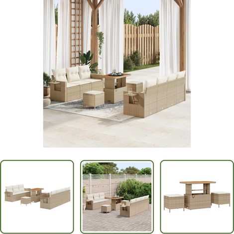vidaXL Poly-Rattan - Garten-Sofa-Set 10 pcs Beige Poly-Rattan (1/5)